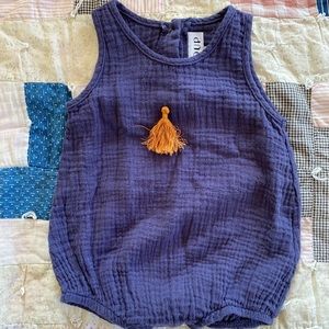 Le Mechant LOUP baby navy cotton gauze romper.